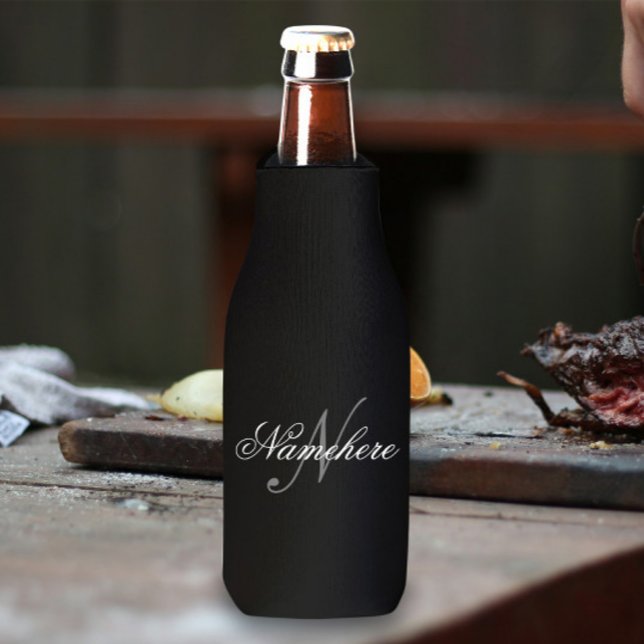 Enfriador De Botellas Monograma único personalizado de nombre blanco y n (Subido por el creador)