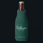 Enfriador De Botellas Monograma y nombre de Groomsmen con guión personal<br><div class="desc">Añada un toque personal a su boda con el refrigerador personalizado de la botella de los padrones. Este refrigerador de botellas presenta el nombre personalizado de groomsman en estilo de letra clásico de escritura blanca con detalles bodas en estilo de letra serif clásico blanco y monograma en estilo de fuente...</div>