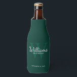 Enfriador De Botellas Monograma y nombre de Groomsmen con guión personal<br><div class="desc">Añada un toque personal a su boda con el refrigerador personalizado de la botella de los padrones. Este refrigerador de botellas presenta el nombre personalizado de groomsman en estilo de letra clásico de escritura blanca con detalles bodas en estilo de letra serif clásico blanco y monograma en estilo de fuente...</div>