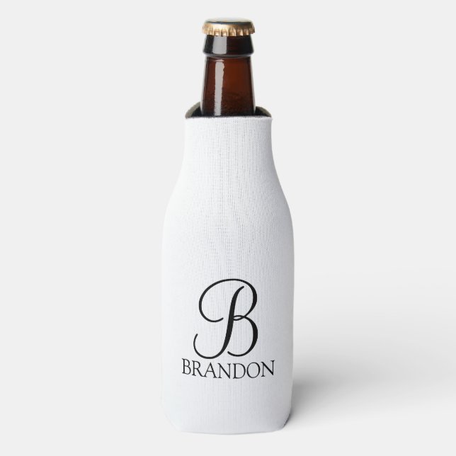 Enfriador De Botellas Monograma y nombre de guión personalizado (Frente de la botella)