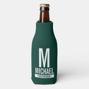 Enfriador De Botellas Monograma y nombre del Groomsman personalizado