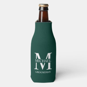 Enfriador De Botellas Monograma y nombre del Groomsman personalizado clá