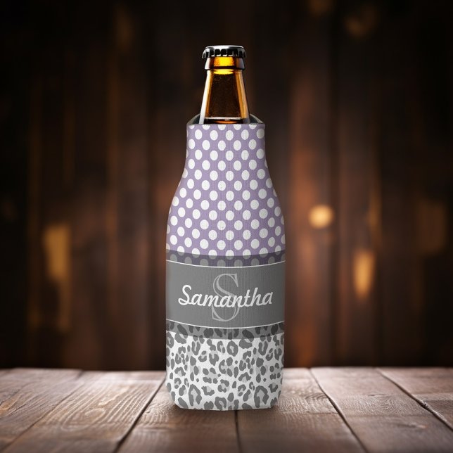 Enfriador De Botellas Monogramas del Personalizado del patrón de impresi (Add your name and monogram to this personalized bottle cooler.)