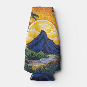 Enfriador De Botellas Montaña, amanecer, isla, tropical, floral