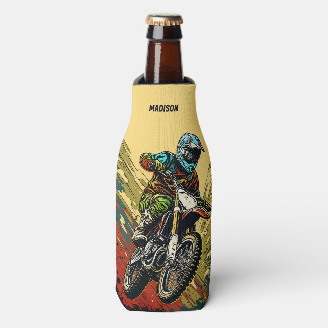 Enfriador De Botellas Motocross de nombre personalizado (Frente de la botella)