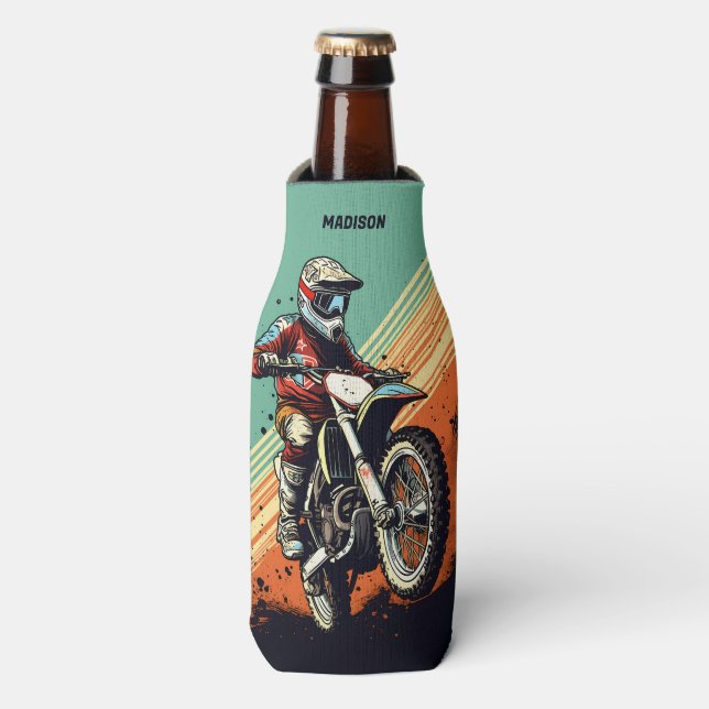 Enfriador De Botellas Motocross de nombre personalizado (Frente de la botella)