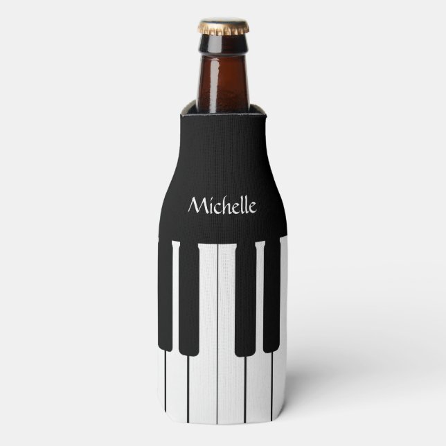 Enfriador De Botellas Música de teclado de piano personalizada (Frente de la botella)