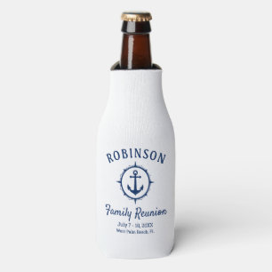 Enfriador De Botellas Nautical Anchor Family Reunion Naval azul y blanco