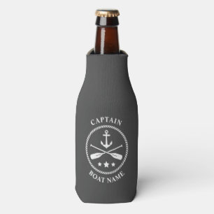 Enfriador De Botellas Nautical Anchor Oars Capitán Su Bote Nombre Gray