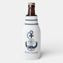 Enfriador De Botellas Nautical Blue Boat Name Anchor