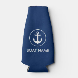 Enfriador De Botellas Nautical Navy Blue Anchor Bote Nombre Frasco