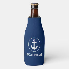 Enfriador De Botellas Nautical Navy Blue Anchor Bote Nombre Frasco