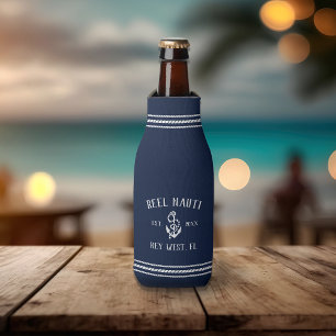 Enfriador De Botellas Nautical Navy Rústico Anchor Nombre de barco pers