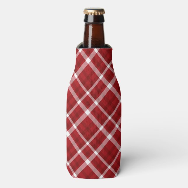 ENFRIADOR DE BOTELLAS NAVIDADES BLANCOS ROJOS PLAID PATTERN (Frente de la botella)