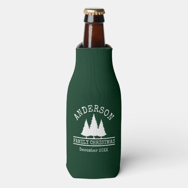 Enfriador De Botellas Navidades de apellido Pines Green (Frente de la botella)