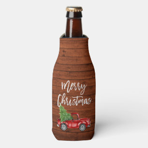Enfriador De Botellas Navidades de Camión de Madera Rústica con Guión