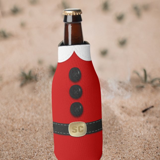 Enfriador De Botellas Navidades de disfraces de Elf Rojo en Santa Fiesta (For Christmas in July (and the one in December) Just add your initials to his belt!)