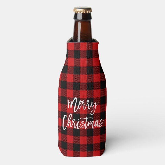 Enfriador De Botellas Navidades de pincel moderno con rojo (Frente de la botella)