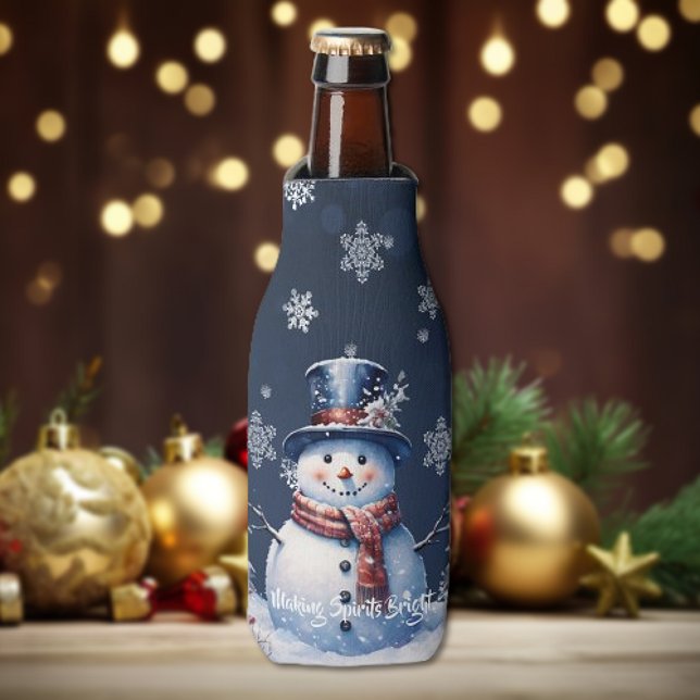 Enfriador De Botellas Navidades de Winter Forest Snowman (Winter Forest Snowman Christmas Bottle Cooler)