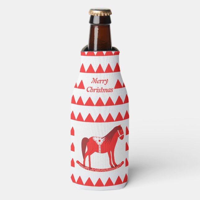 Enfriador De Botellas Navidades escandinavos Personalizado de caballos r (Frente de la botella)