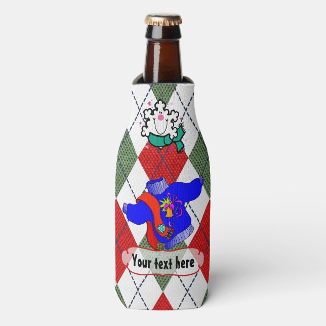 Enfriador De Botellas Navidades feos Fiesta suéter personalizado (Frente de la botella)