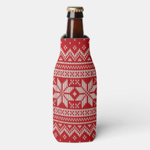 Enfriador De Botellas Navidades Patrón de punto de sudor - ROJO