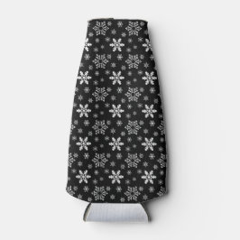 ENFRIADOR DE BOTELLAS NEGRO CON SNOWFLAKES DE INVIERNO BLANCO