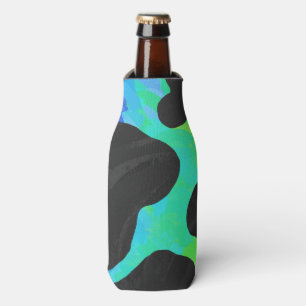 Enfriador De Botellas Negro de la vaca e impresión del arco iris