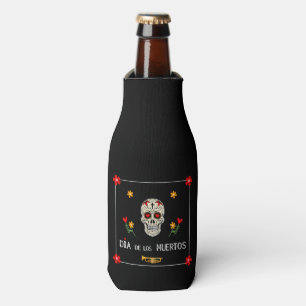 Enfriador De Botellas Negro gótico Dia de los Muertos Flor de azucar