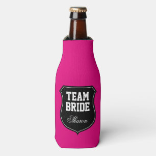Enfriador De Botellas Neon pink Team Bride frascos de boda