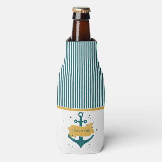 Enfriador De Botellas Nombre de barco náutico personalizado (Frente de la botella)