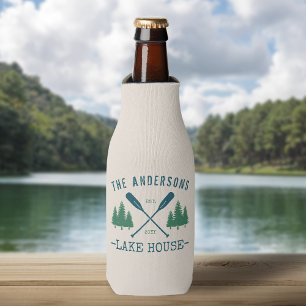 Enfriador De Botellas Nombre de la familia Lake House Rustic Oars Pine T