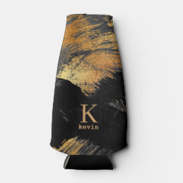 Enfriador De Botellas Nombre de monograma personalizado de oro negro