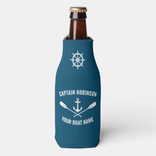 Enfriador De Botellas Nombre del barco Nautical Anchor Oars & Ships Whee