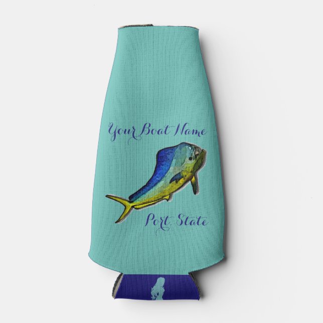 Enfriador De Botellas Nombre del bote Personalizado Mahi Mahi (Anverso)