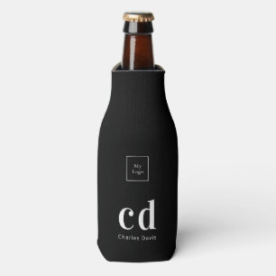 Enfriador De Botellas Nombre del monograma de la empresa blanca negra co