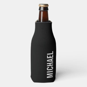 Enfriador De Botellas Nombre Minimalista personalizado negro moderno