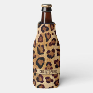 Enfriador De Botellas Nombre para añadir de leopardo de textura rústica