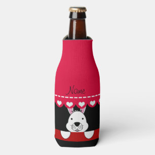 Enfriador De Botellas Nombre personalizado conejillos negros rayas de co