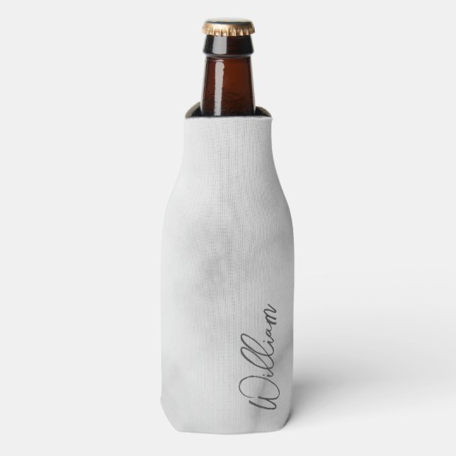 Enfriador De Botellas Nombre personalizado de guión moderno de mármol bl (Frente de la botella)