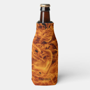 Enfriador De Botellas Nombre personalizado de llamas de fuego