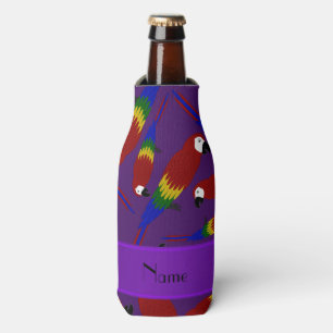 Enfriador De Botellas Nombre personalizado de loros rojos púrpuros