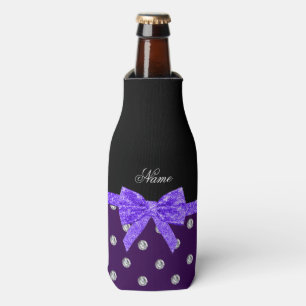 Enfriador De Botellas Nombre personalizado diamantes púrpura arco púrpur