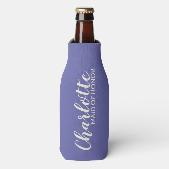 Enfriador De Botellas Nombre personalizado doncella de honor elegante mo (Frente de la botella)