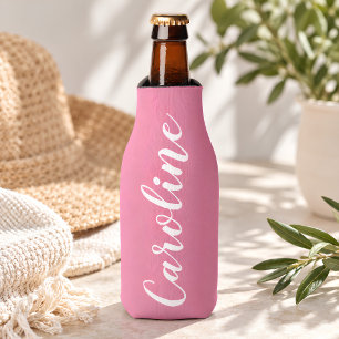 Enfriador De Botellas Nombre Personalizado Escritura Rosa Despedida de S
