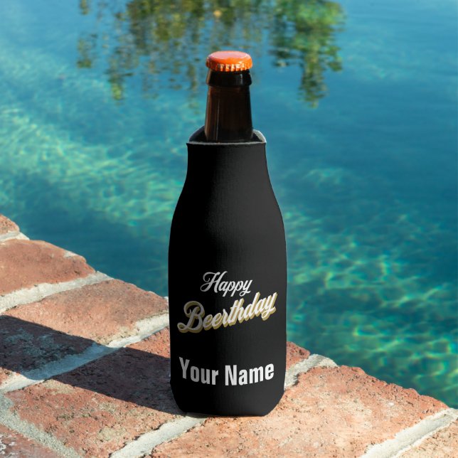 Enfriador De Botellas Nombre personalizado Happy Beerthday Beer Bottle C (Piscina in situ)