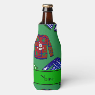 Enfriador De Botellas Nombre personalizado navidades verdes feos patrón 