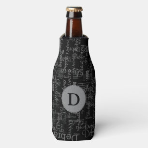 Enfriador De Botellas nombre personalizado negro del monograma
