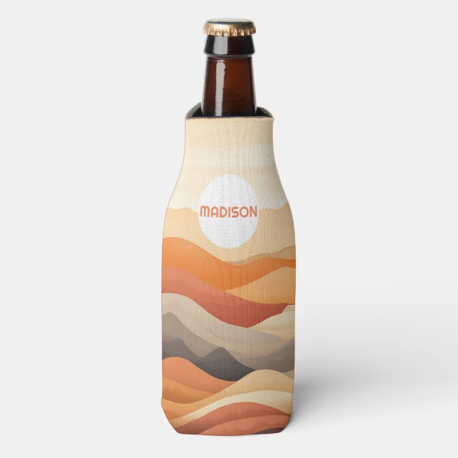 Enfriador De Botellas Nombre personalizado Resumen Ilustracion de paisaj (Frente de la botella)