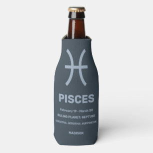Enfriador De Botellas Nombre personalizado / Rótulo de texto Zodiaco Pis
